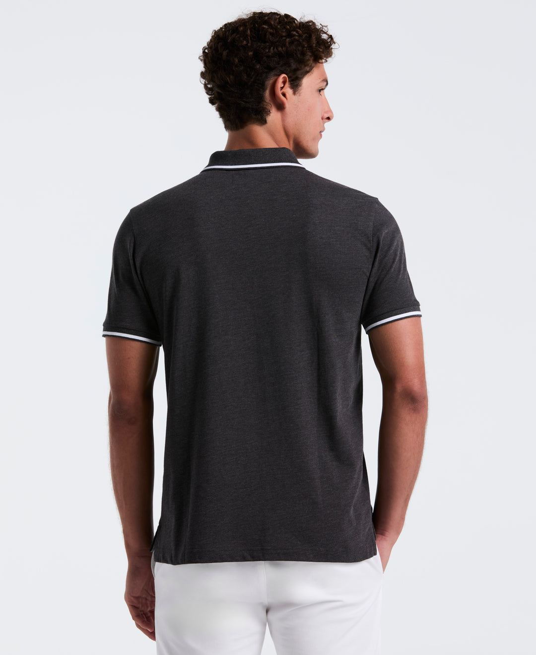 Jersey Tipped Polo (Dk Charcoal Heather) 