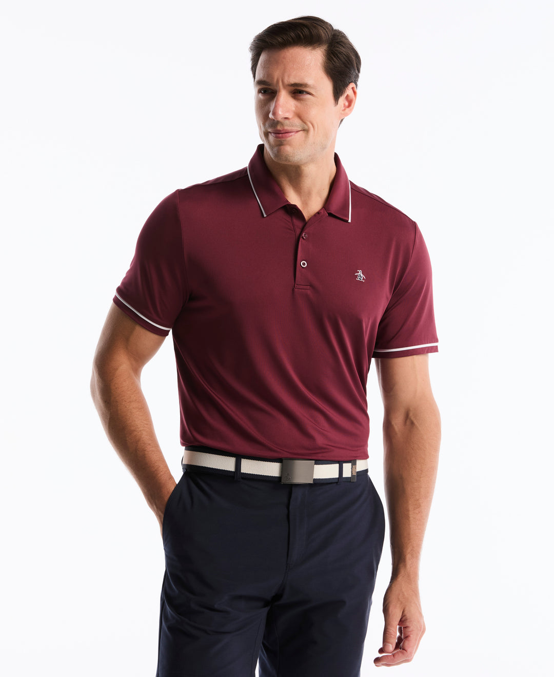 Contrast Tipping Solid Golf Polo (Burgundy) 