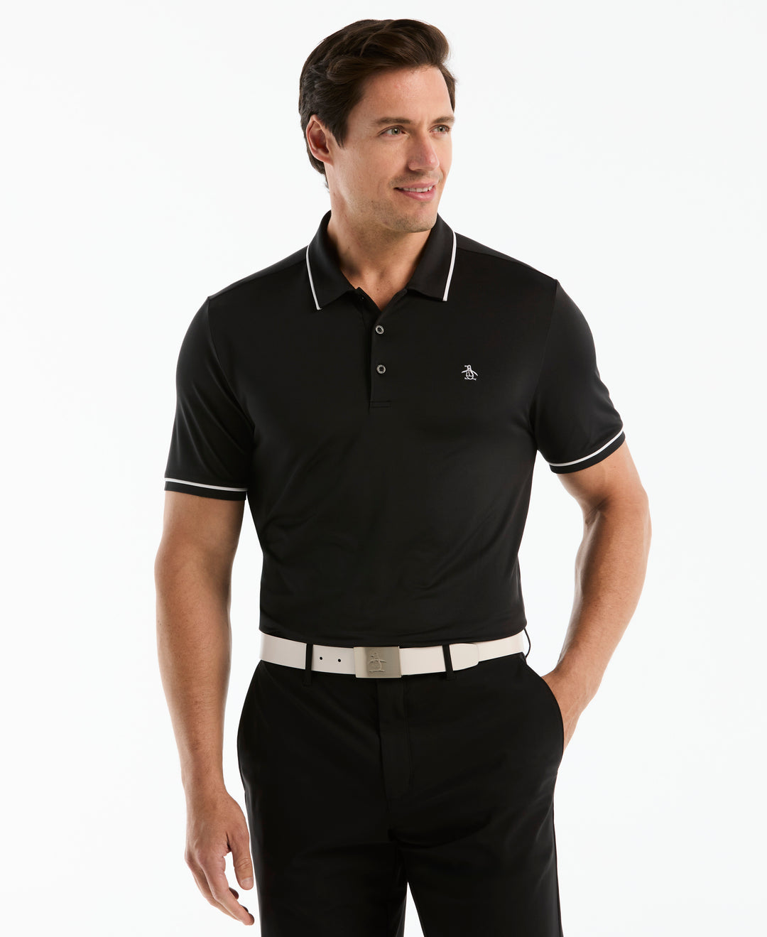 Contrast Tipping Solid Golf Polo-Golf Polos-Caviar-XS-Original Penguin