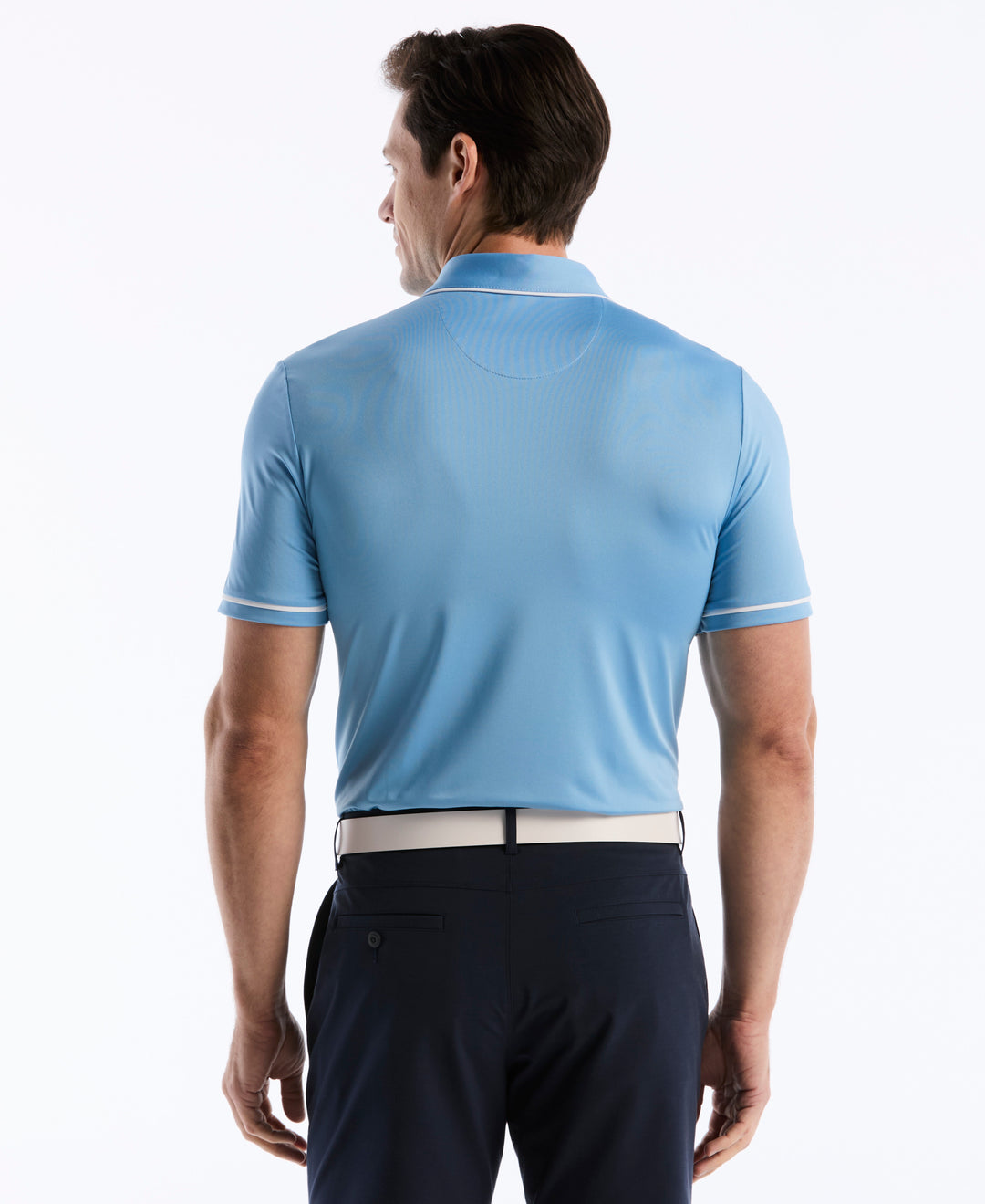 Contrast Tipping Solid Golf Polo (Blissful Blue) 