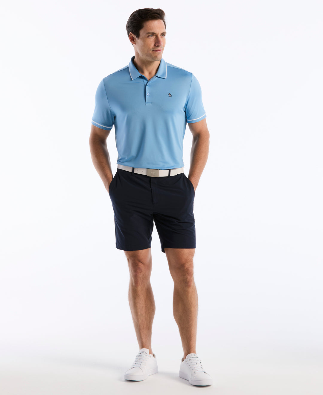 Contrast Tipping Solid Golf Polo (Blissful Blue) 