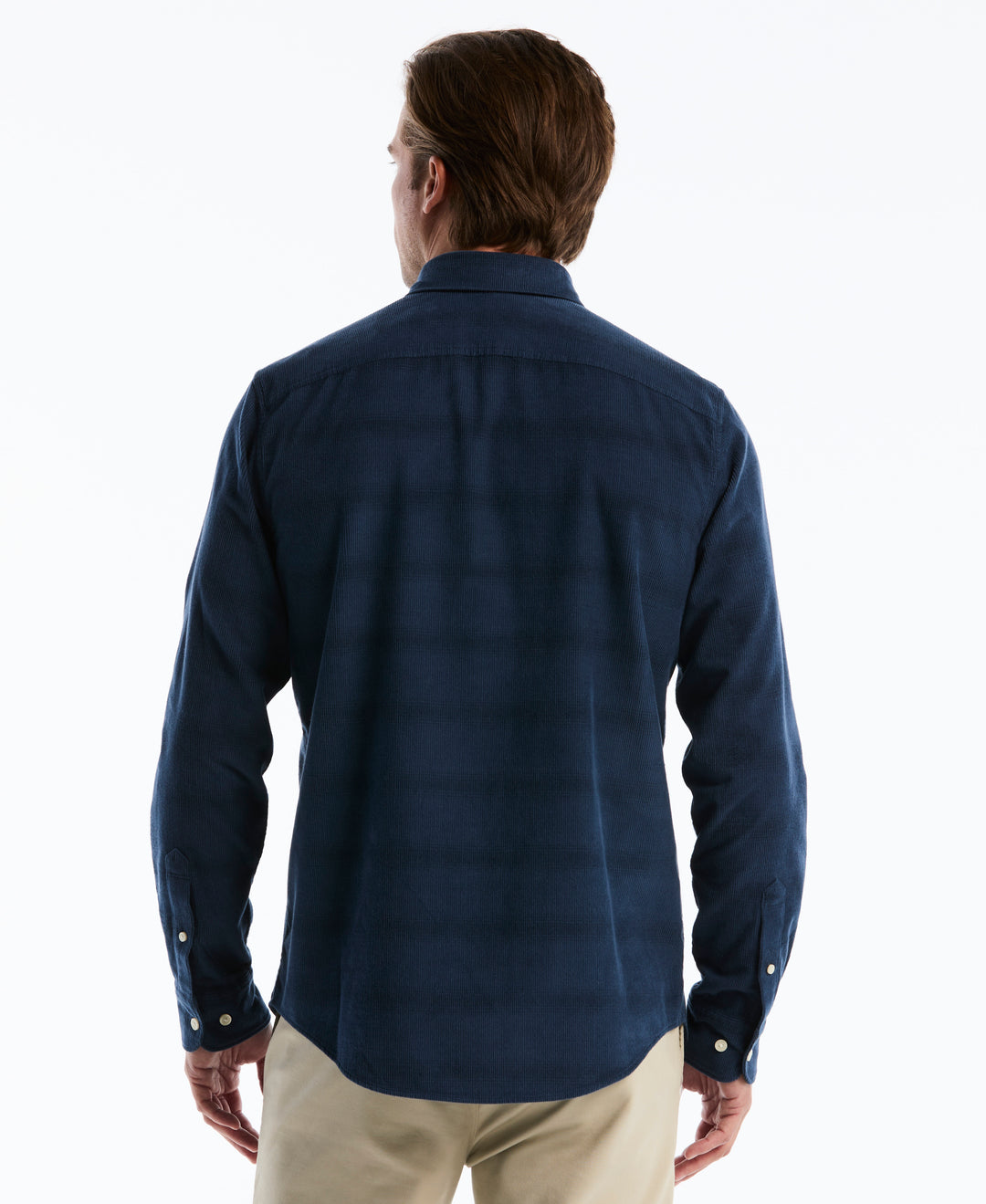 Long Sleeve Cotton Corduroy Horizontal Stripe Shirt (Sargasso Sea) 