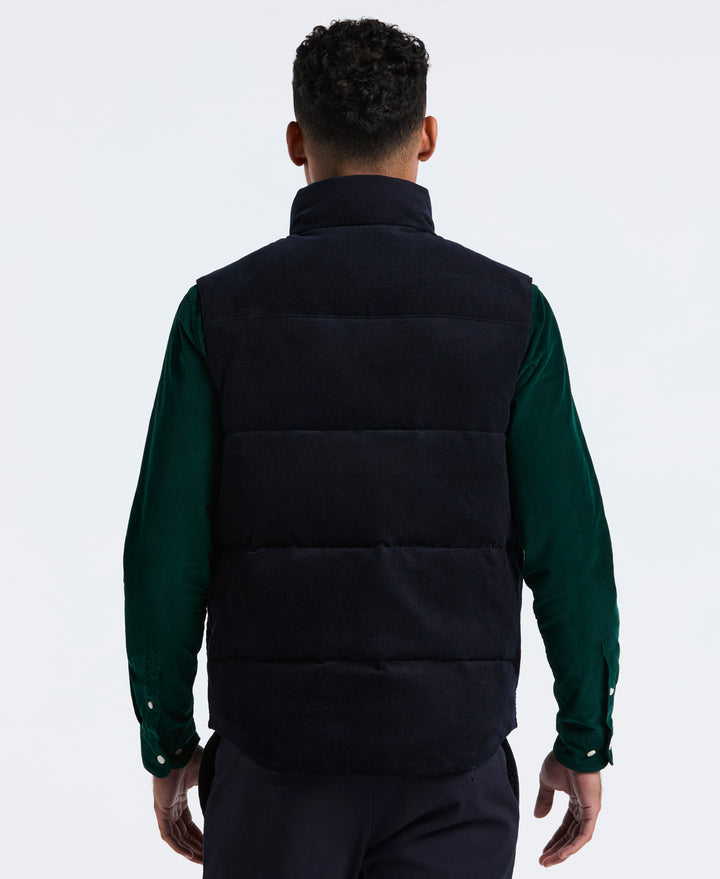 Cotton Reversible Corduroy Puffer Vest (Dark Sapphire) 