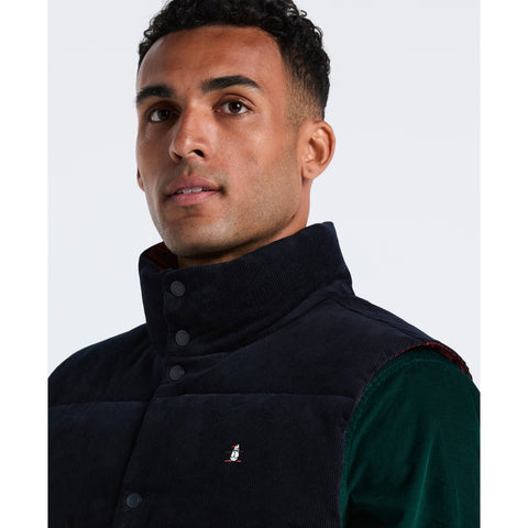 Corduroy Reversible Puffer Vest (Dark Sapphire) 