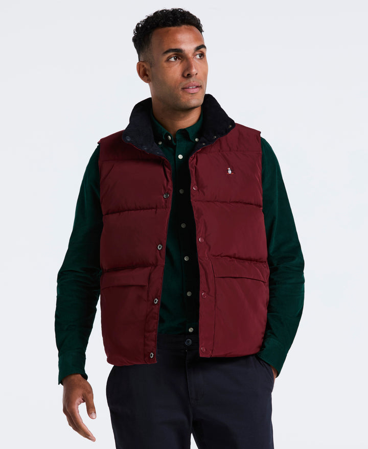 Cotton Reversible Corduroy Puffer Vest (Dark Sapphire) 