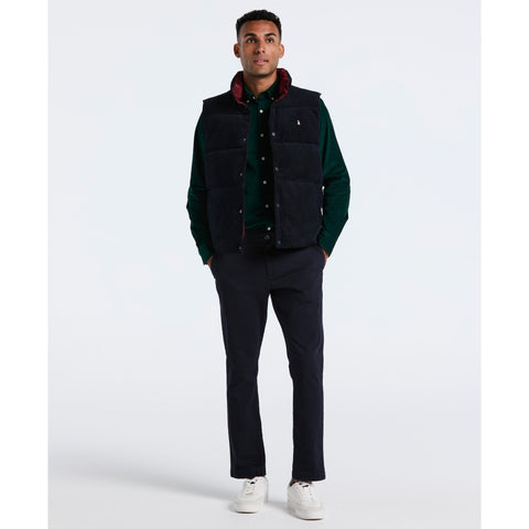 Corduroy Reversible Puffer Vest (Dark Sapphire) 