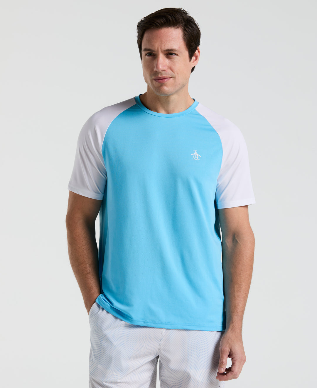 Tennis Blocked Performance Tee (Blue Grotto) 
