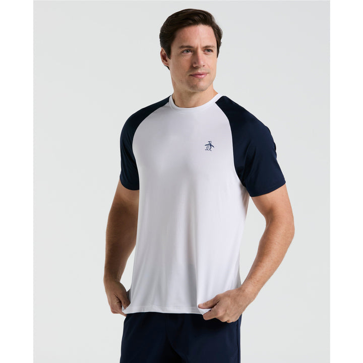 Core Blocked Performance Tennis Tee-Tees-Bright White-XS-Original Penguin