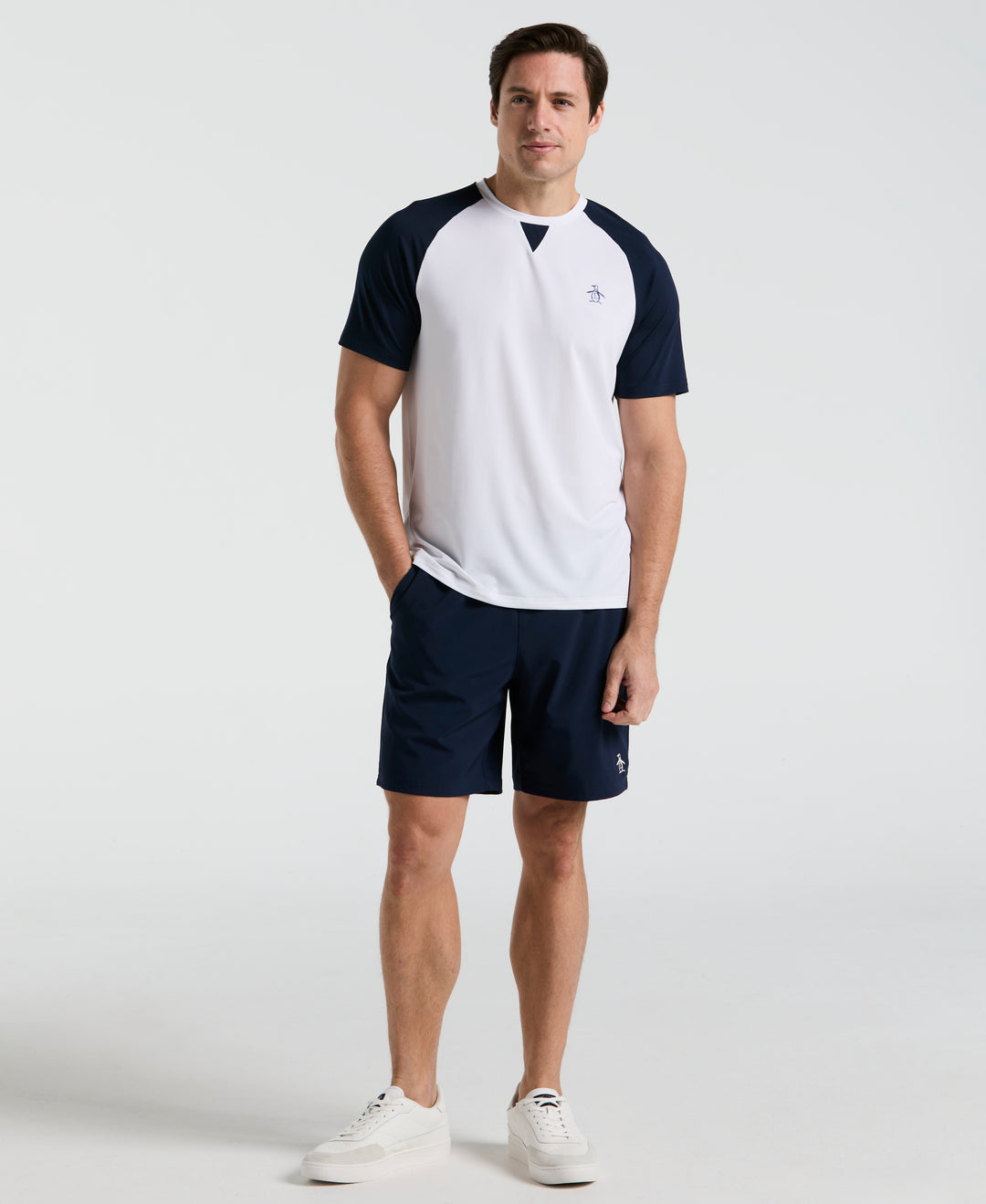 Performance Core Blocked Tennis Tee  (Bright White) 