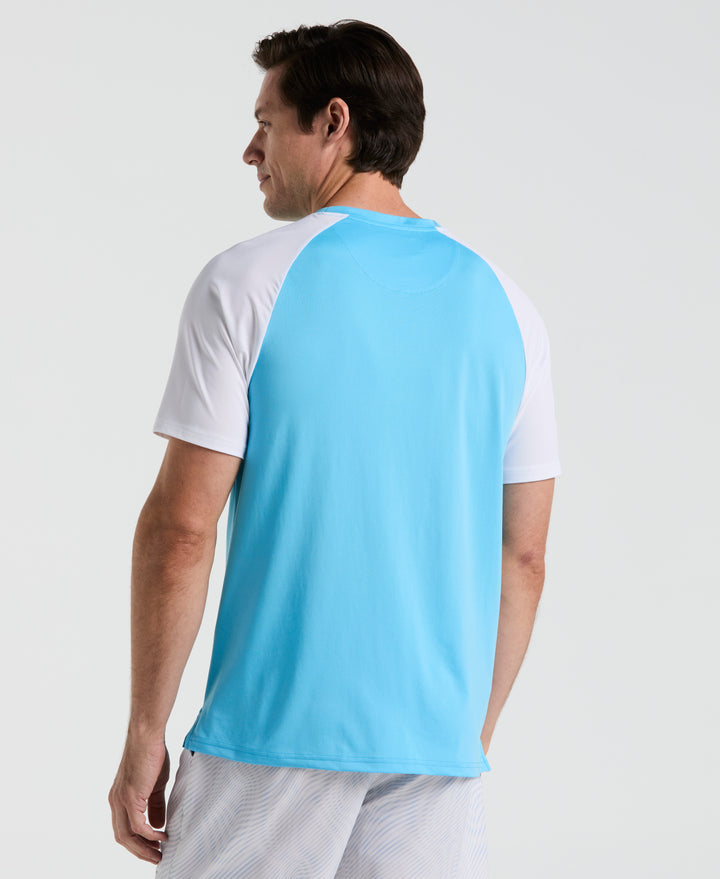 Tennis Blocked Performance Tee (Blue Grotto) 