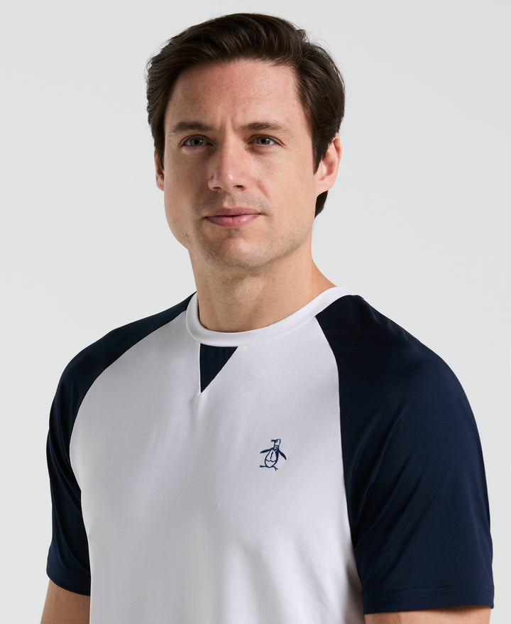 Performance Core Blocked Tennis Tee  (Bright White) 