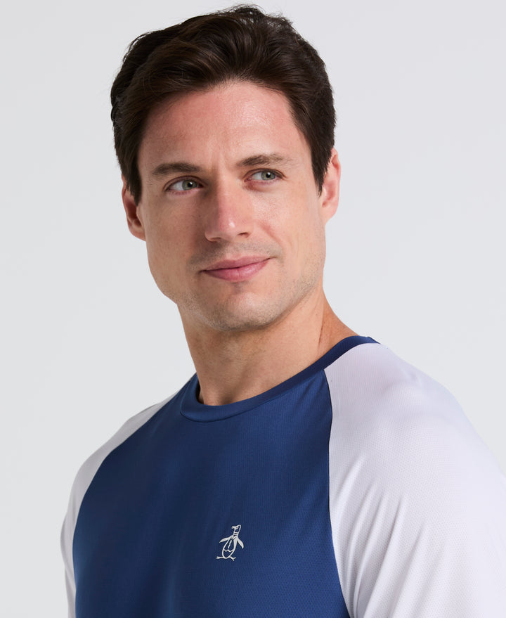 Tennis Blocked Performance Tee (True Navy) 