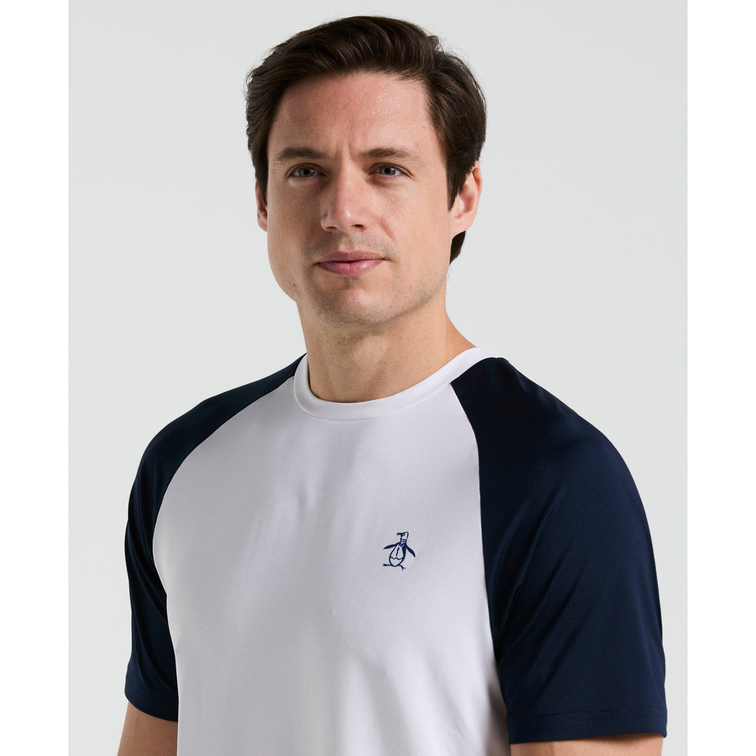 Performance Core Blocked Tennis Tee  (Bright White) 