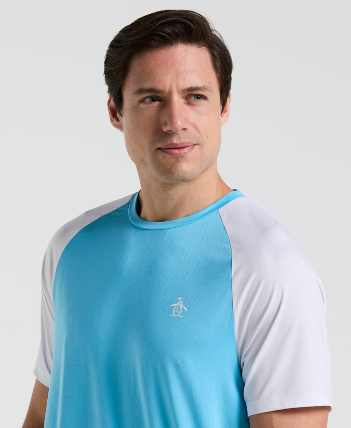 Tennis Blocked Performance Tee (Blue Grotto) 