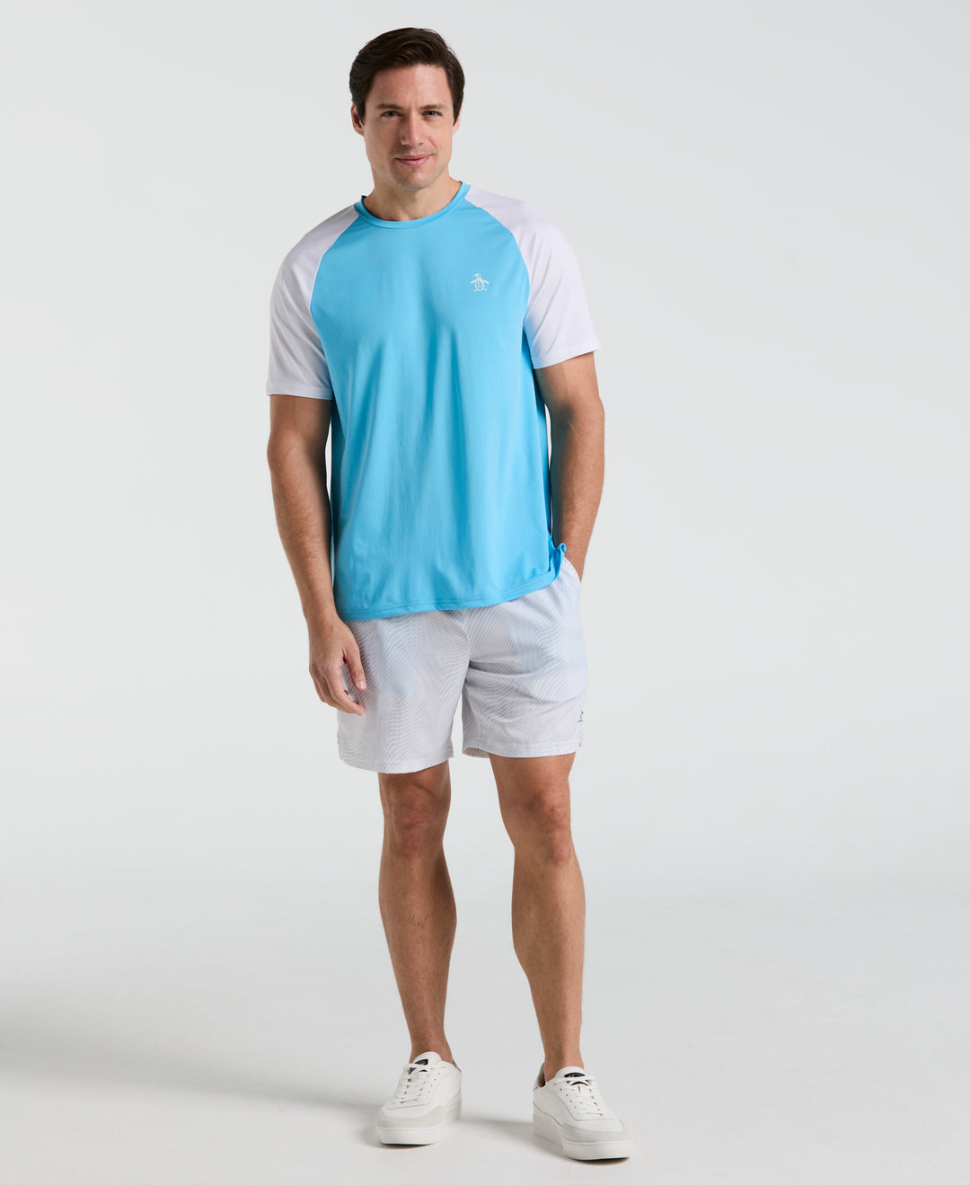 Tennis Blocked Performance Tee (Blue Grotto) 