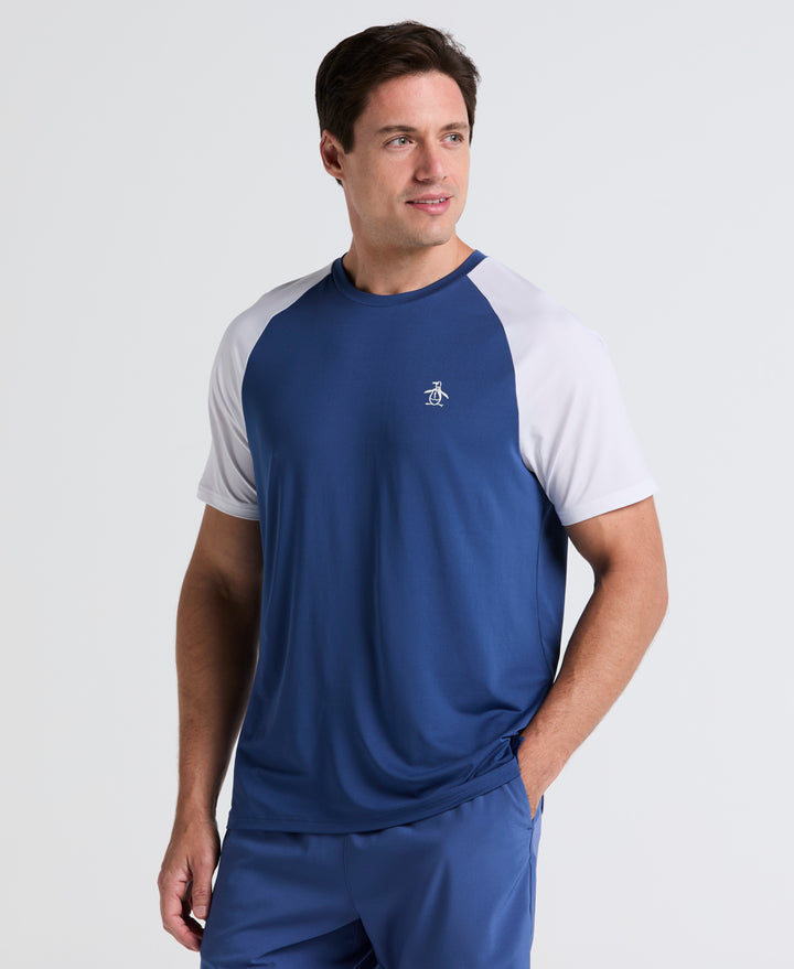 Tennis Blocked Performance Tee (True Navy) 