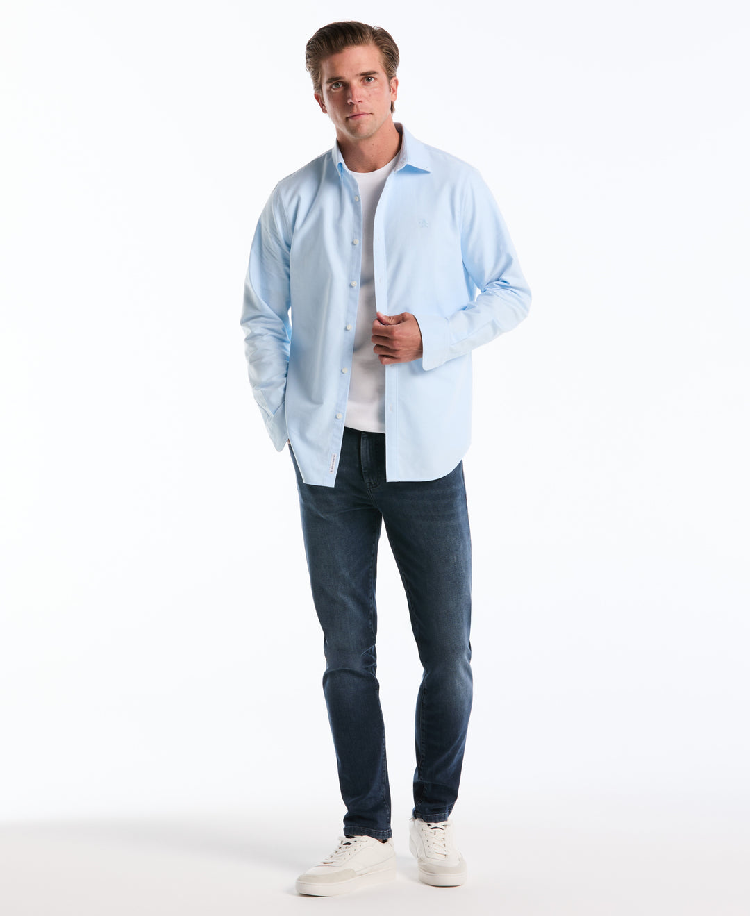 original penguin slim fit dress shirt Pengiun Men's Melange Slim-Fit Dress Shirt - Denim