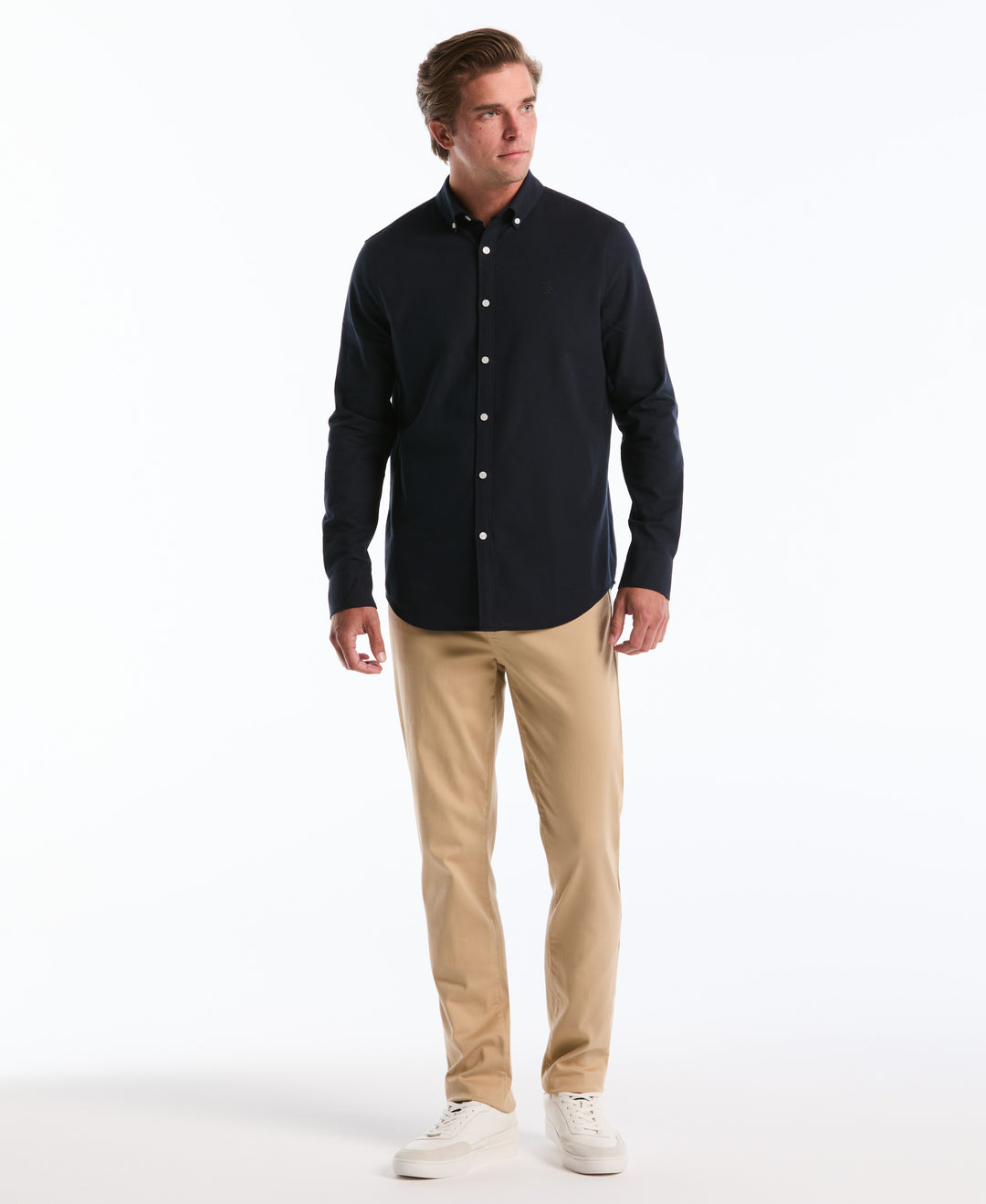 penguin heritage slim fit dress shirt Original Penguin Heritage Slim Fit Short Sleeve Striped Button-down Shirt L Beige