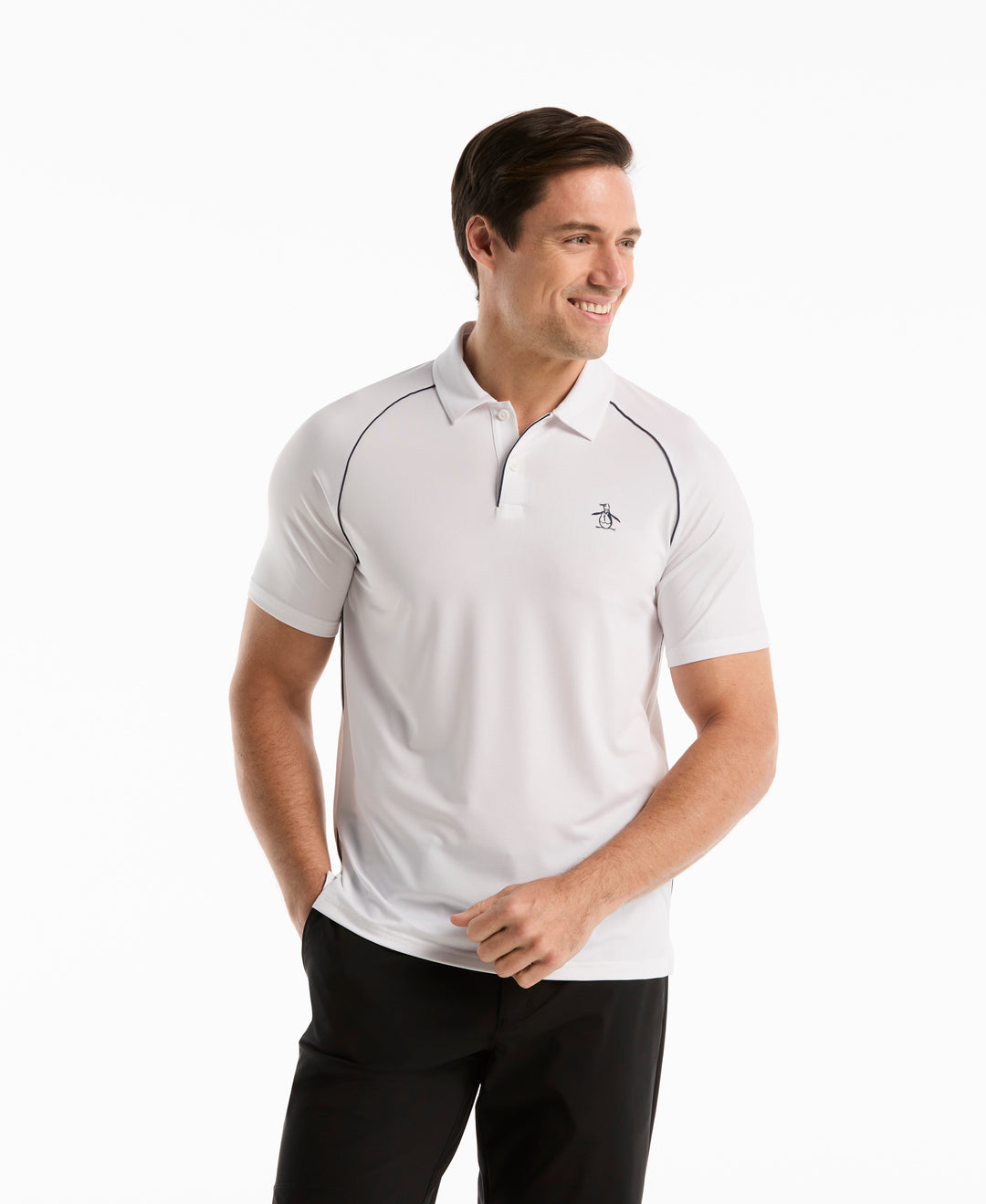 Tennis Core Performance Piped Polo (Bright White) 