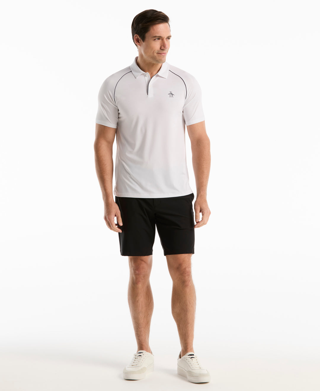 Tennis Core Performance Piped Polo (Bright White) 