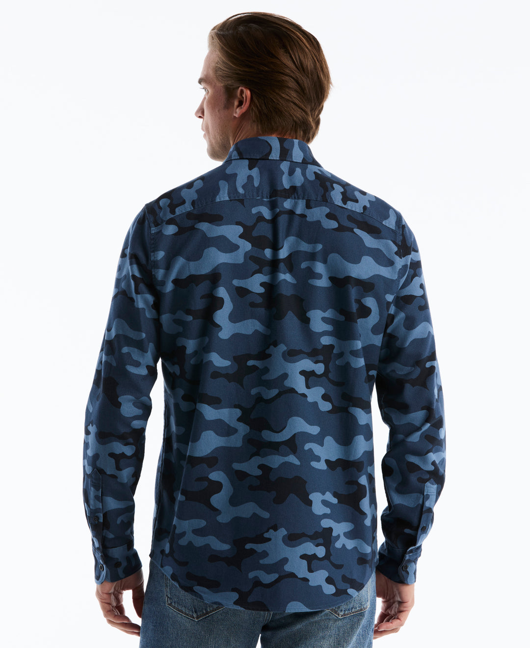 Cotton All-Over Camo Print Overshirt (Sargasso Sea) 