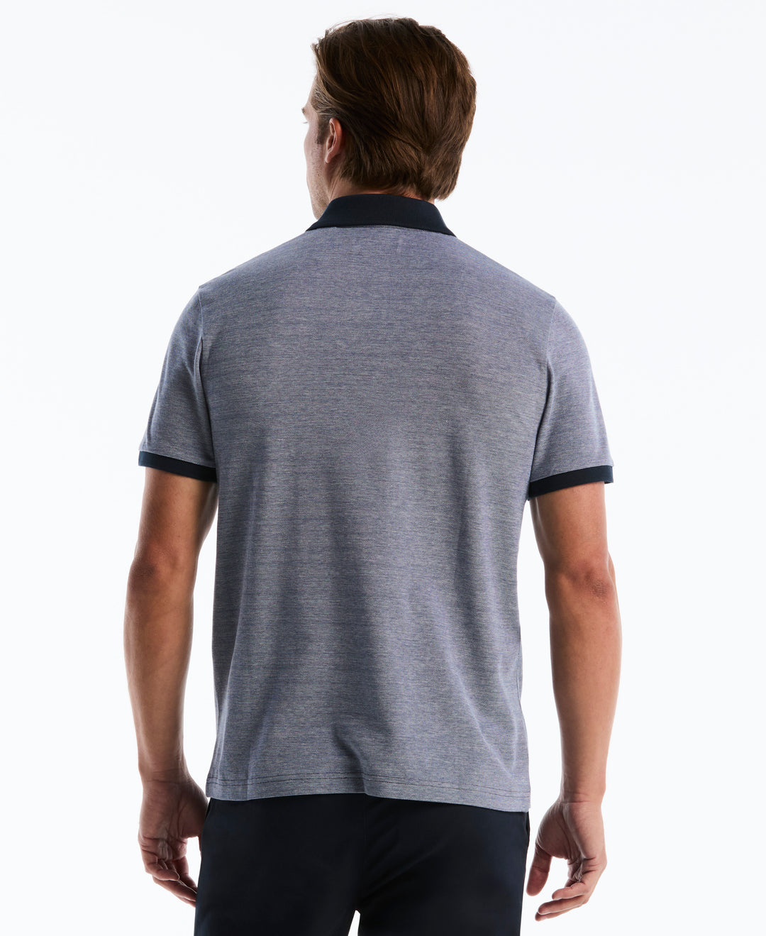 Cotton Birdseye Pique Degrade Stripe Polo (Dark Sapphire) 