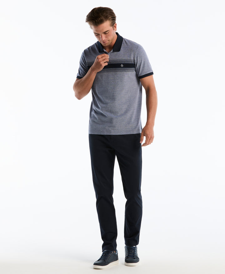 Cotton Birdseye Pique Degrade Stripe Polo (Dark Sapphire) 