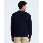 Cotton Blend Cable Knit Cardigan (Dark Sapphire) 