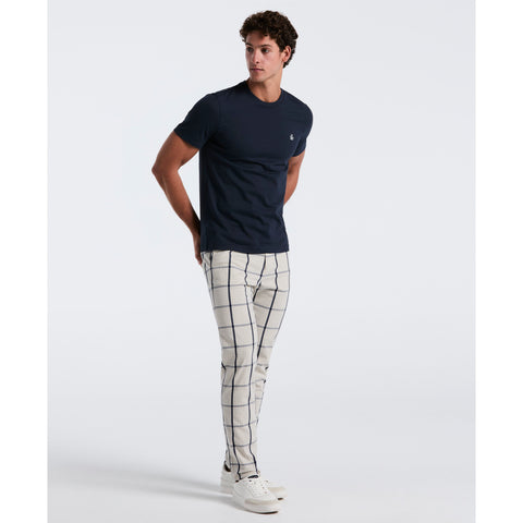 Cotton Blend Check Chino Pant (Birch) 