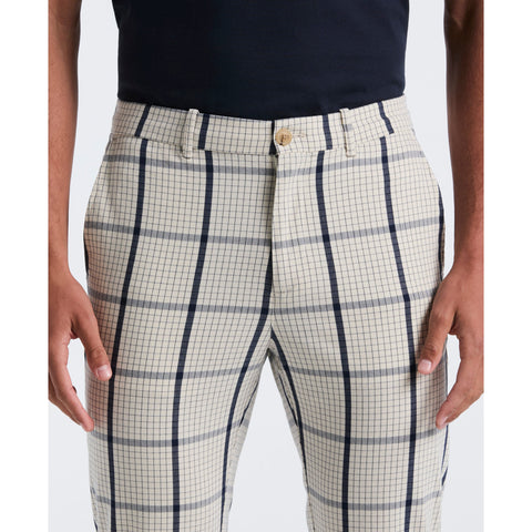 Cotton Blend Check Chino Pant (Birch) 