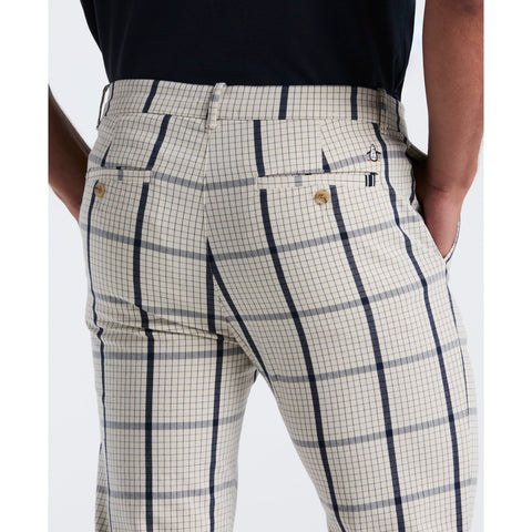 Cotton Blend Check Chino Pant (Birch) 