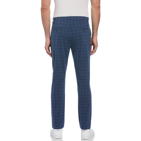 Cotton Blend Check Pattern Slim Fit Chino (Sargasso Sea) 