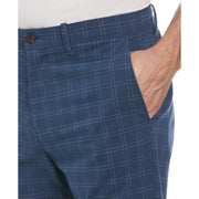 Cotton Blend Check Pattern Slim Fit Chino (Sargasso Sea) 