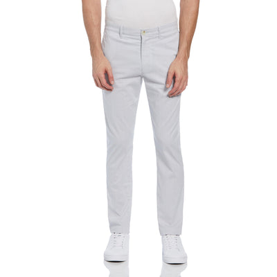 Cotton Blend Slim Fit Plaid Pants (Bright White) 