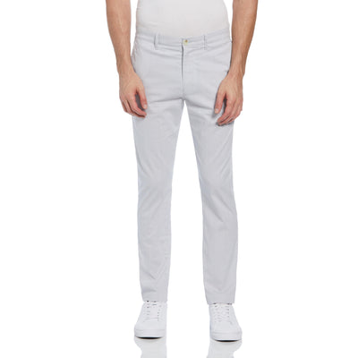 Cotton Blend Slim Fit Plaid Pants (Bright White) 