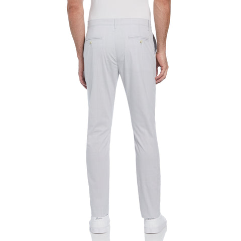 Cotton Blend Slim Fit Plaid Pants (Bright White) 