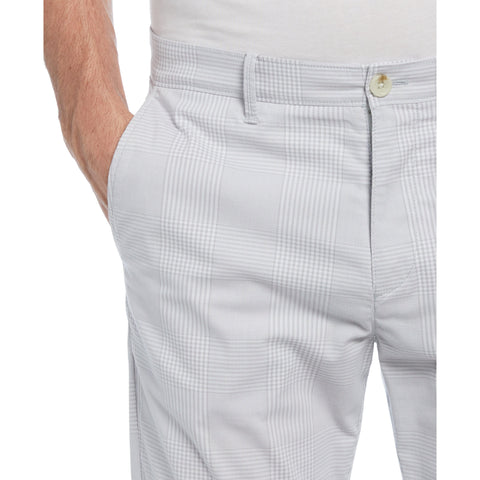 Cotton Blend Slim Fit Plaid Pants (Bright White) 