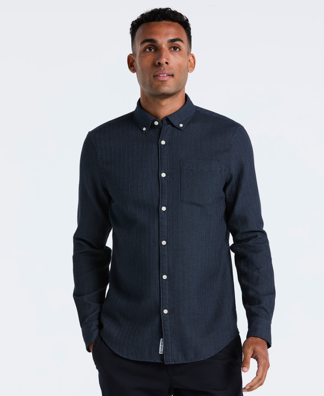 Cotton Waffle Solid Shirt (Dark Sapphire) 