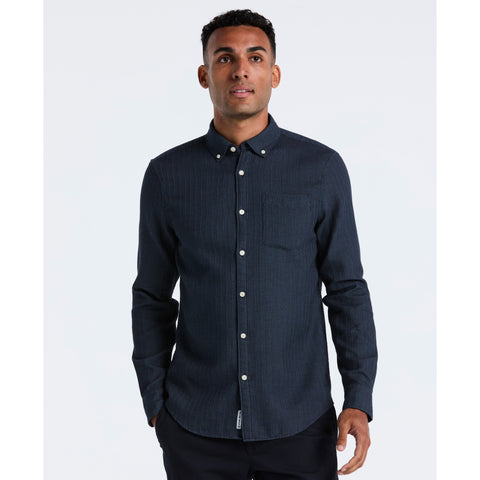 Cotton Waffle Solid Shirt (Dark Sapphire) 