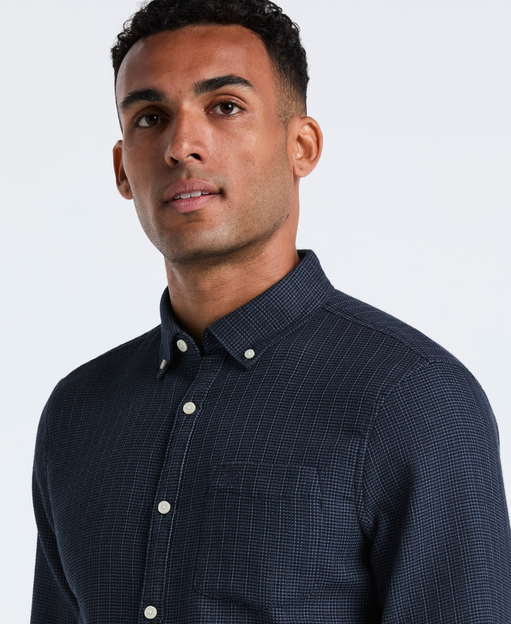 Cotton Waffle Solid Shirt (Dark Sapphire) 