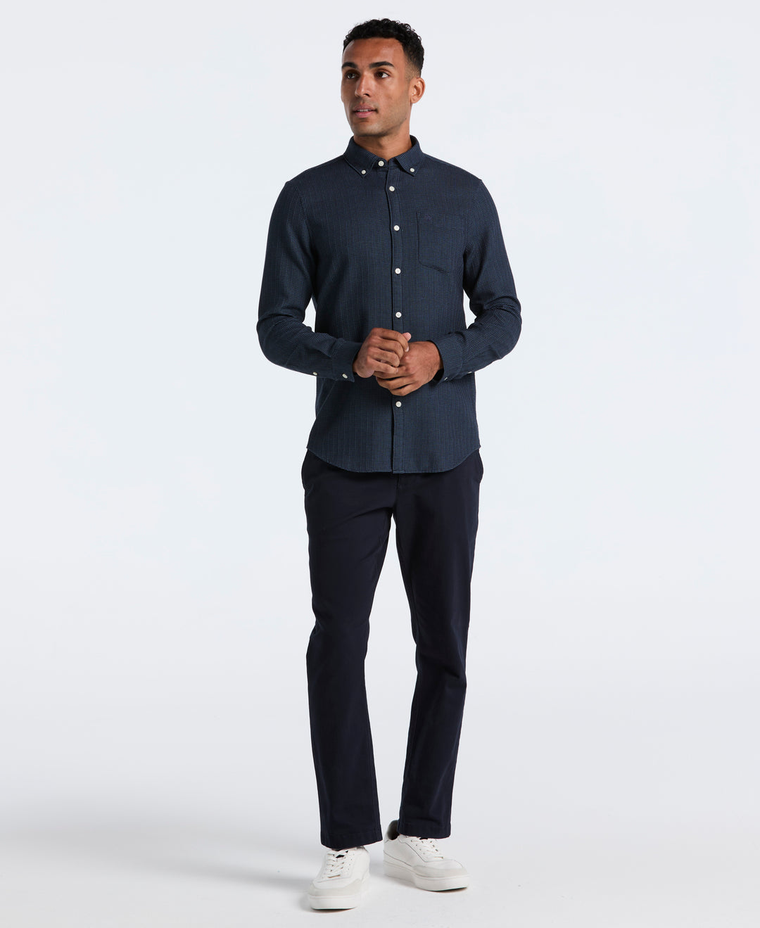 Cotton Waffle Solid Shirt (Dark Sapphire) 