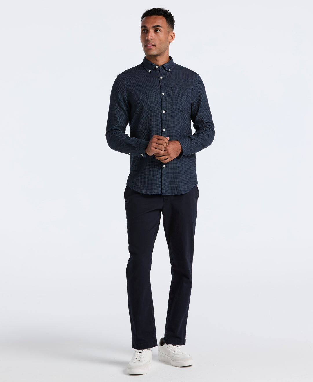Cotton Waffle Solid Shirt (Dark Sapphire) 