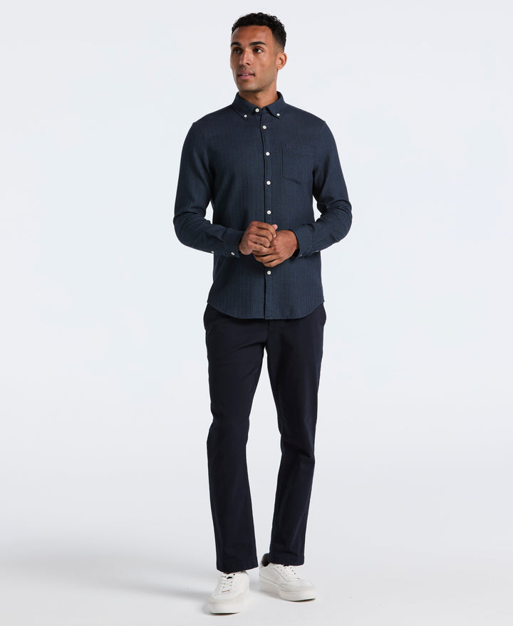 Cotton Waffle Solid Shirt (Dark Sapphire) 