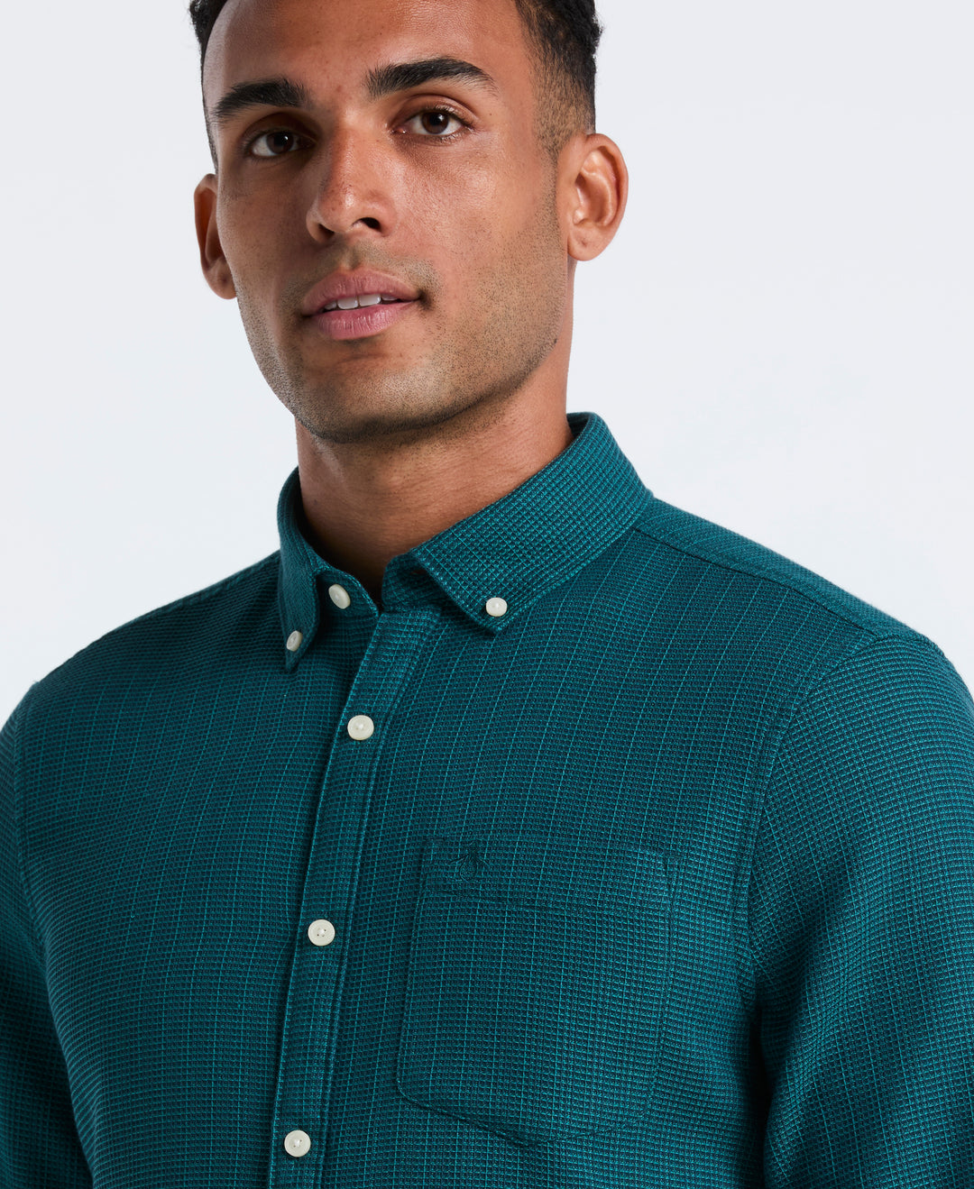 Cotton Waffle Solid Shirt (Reflecting Pond) 