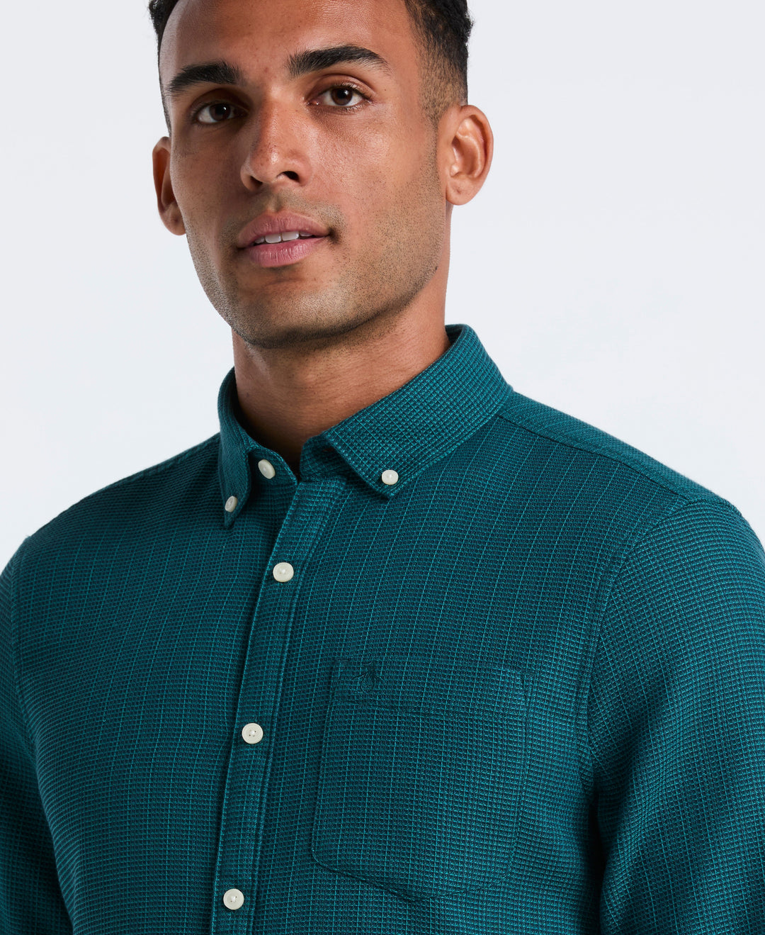 Cotton Waffle Solid Shirt (Reflecting Pond) 