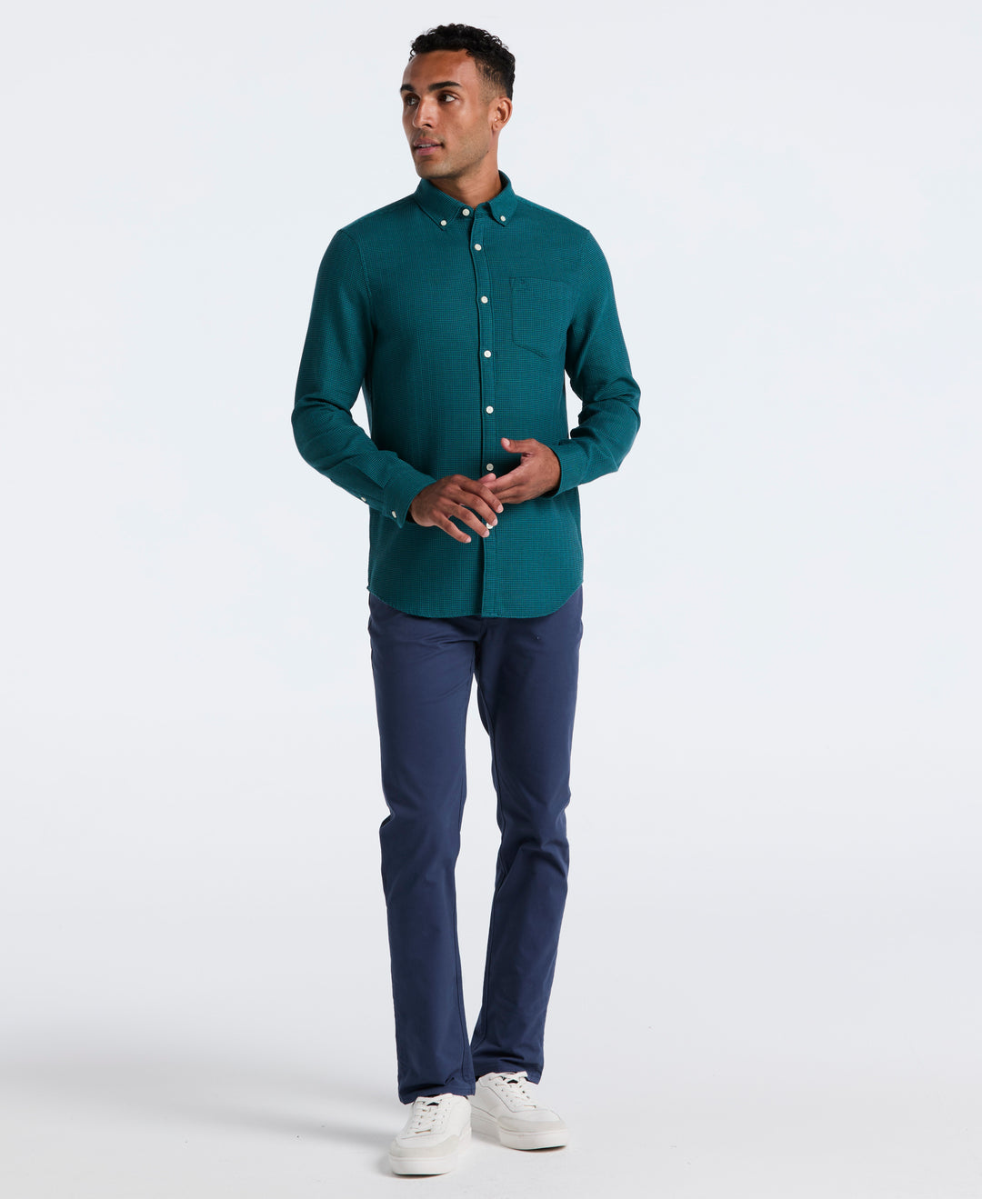 Cotton Waffle Solid Shirt (Reflecting Pond) 