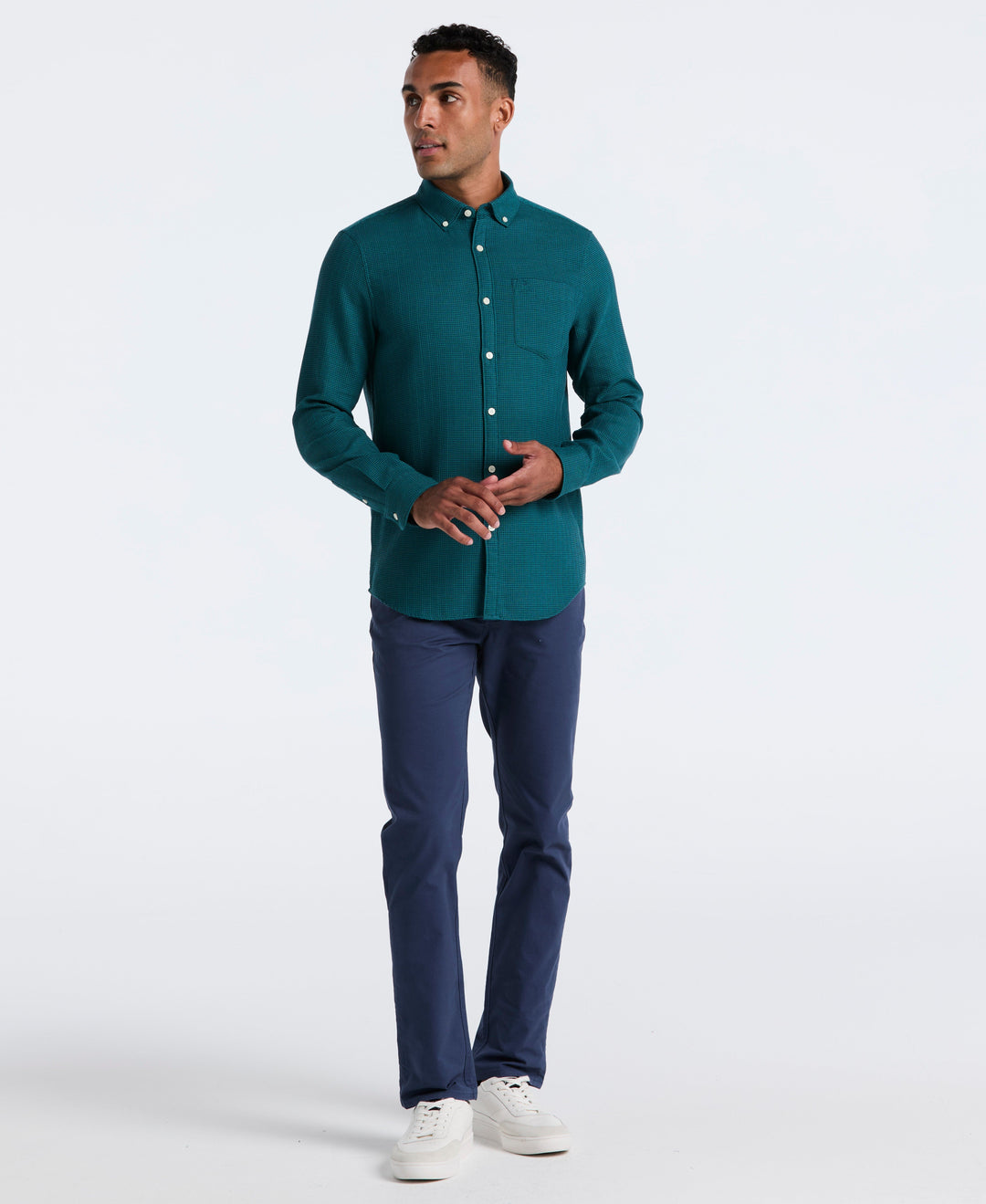 Cotton Waffle Solid Shirt (Reflecting Pond) 