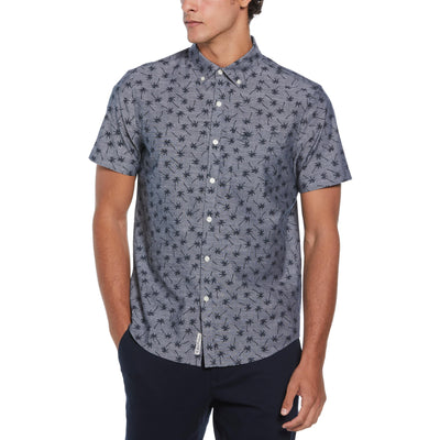 Cotton Chambray Palm Shirt  (Dark Sapphire) 