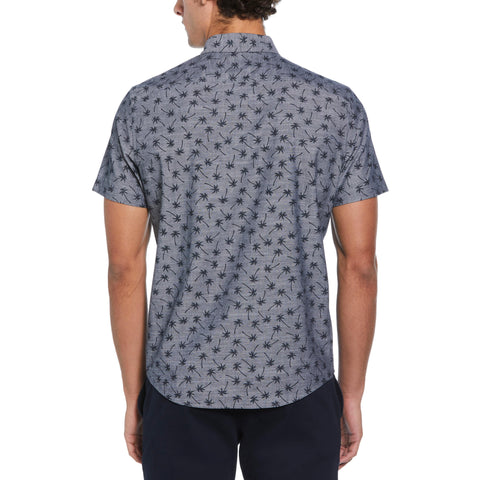 Cotton Chambray Palm Shirt  (Dark Sapphire) 