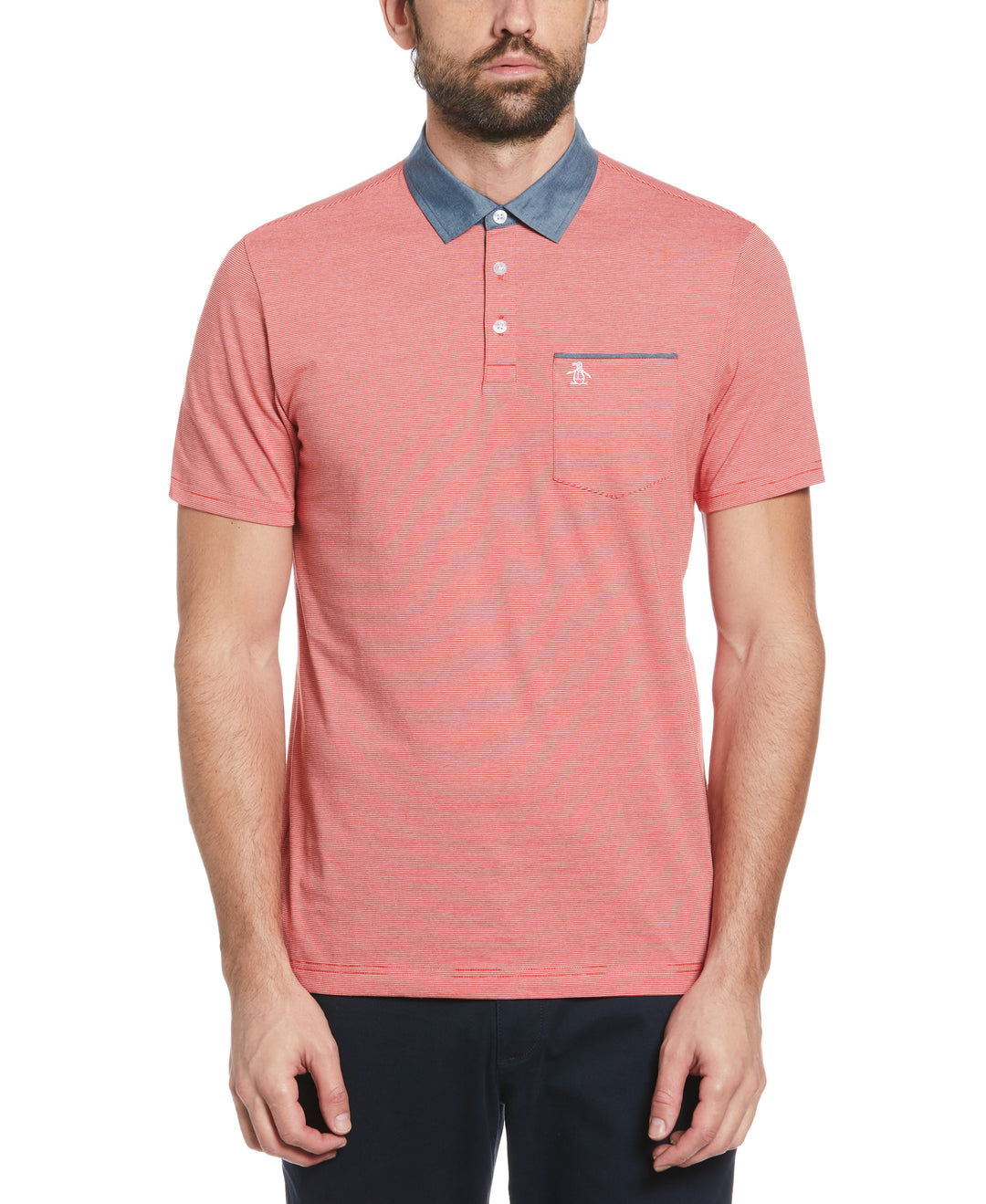 Chambray Collar Polo (Molten Lava) 